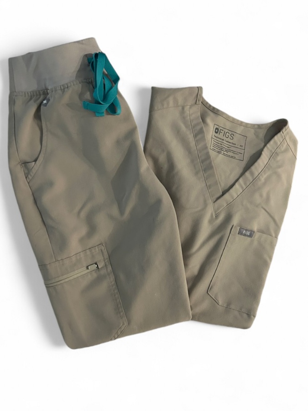 FIGS Scrub SET Zamora Jogger Scrub Pant + Catarina Scrub Top XS Boulder Color